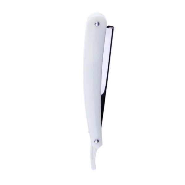 white straight edge stainless steel razor